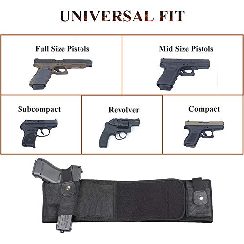Nupert Belly Band Gun Holster Belts For Men Or Women Concealed Carry | Fits Gun Smith And Wesson Bodyguard, Glock 19, 17, 42, 43, P238, Ruger Lcp, And Similar Sized Guns, Belly Up To 55" - Black #TOP5