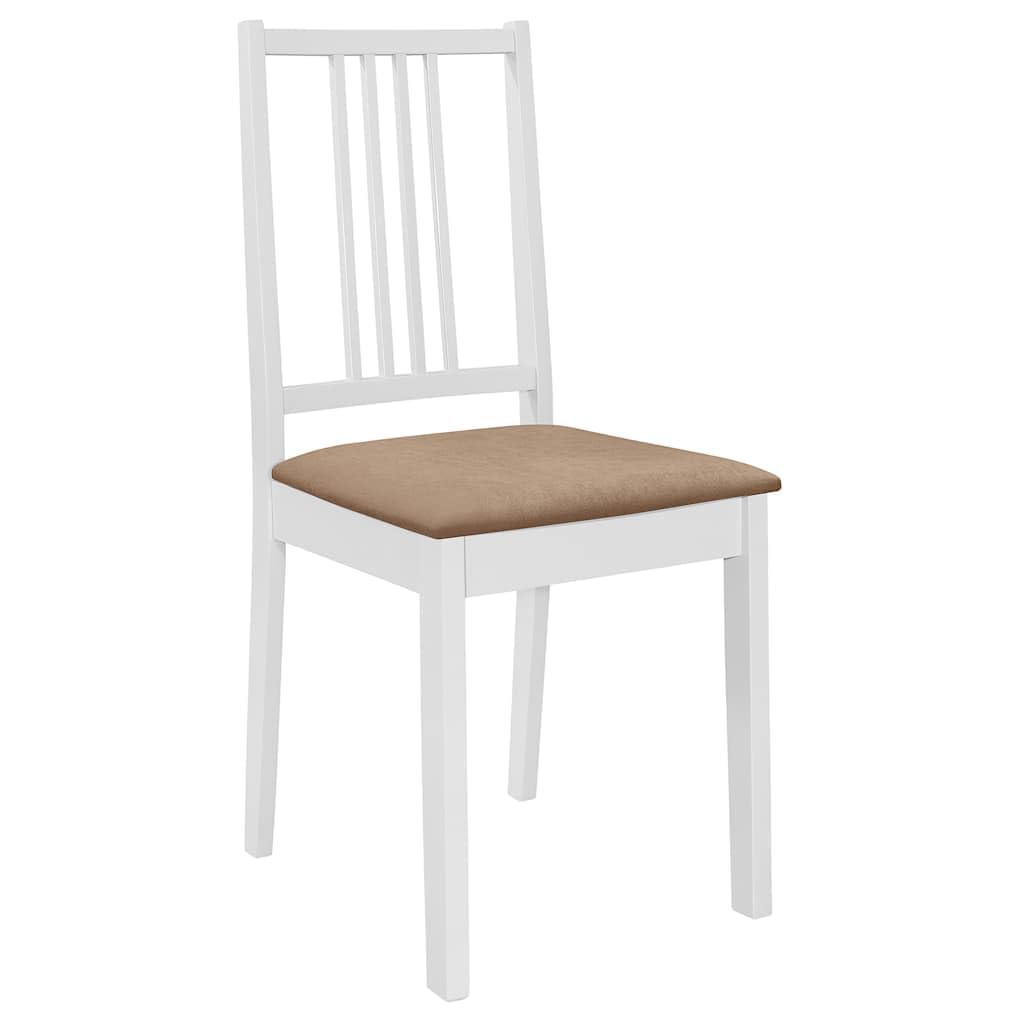 Set da pranzo in MDF bianco con legno massiccio di gomma, tavolo da pranzo 120 x 75 cm e 4 sedie con cuscini per sala da pranzo, cucina, soggiorno, set di mobili moderni salvaspazio per