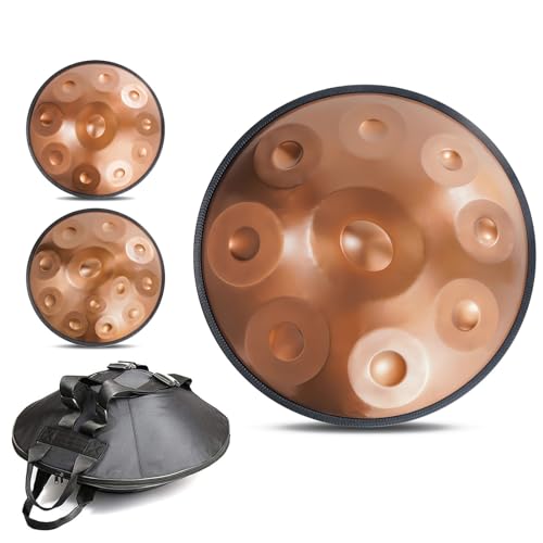 Instrument perkusyjny Handpan, 432Hz/440Hz stalowy bęben ręczny ze statywem perkusyjnym, pałeczkami i torbą, 9/10/12 nutowe bębny Handpan dla początkujących i profesjonalnych graczy (rozmiar: 440Hz,