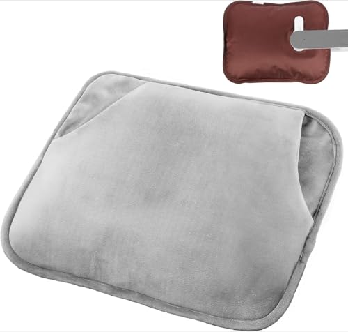 Junbse 急速充電と防爆充電器を備えた充電式湯たんぽ。柔らかくて暖かいカバー付き。洗濯可能。省エネで環境に優しい。繰り返し使用可能。秋冬の寒い季節に最適です。 (グレー)