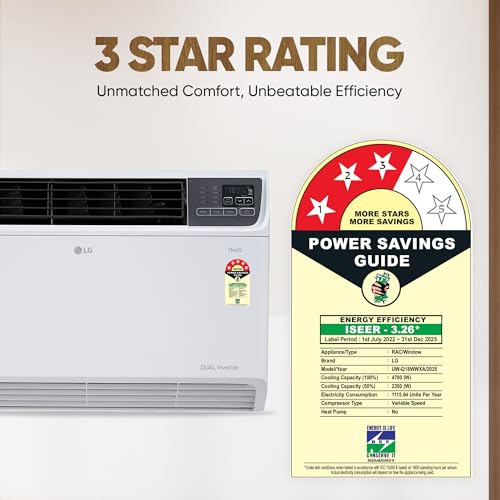 Image of LG 1.5 Ton 3 Star Wi-Fi DUAL Inverter Window AC (Copper, Convertible 4-in-1 cooling, 4 Way Air Swing, HD Filter, UW-Q18WWXA, White)