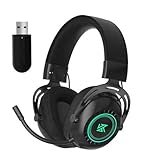 Linsoul KZ GP20 Stereo Gaming Headset 2.4Ghz Bluetooth Wireless Headphone with 50mm HiFi Dynamic Driver, Microphone, RGB Lighting, 1200mAh Battery for PC Mac