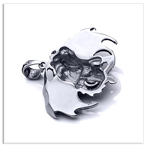 Xusamss Punk Rock Titanium Steel Dragon Pendant Wings Skull Pendant Crystal Chain Necklaces #TOP3