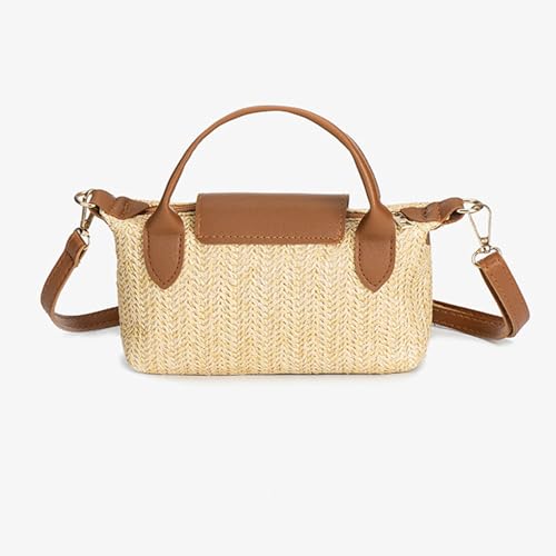 Bolsos bandolera tejidos de paja para mujer – pequeños bolsos estilo bohemio y chic, con correa ajustable miniatura 4