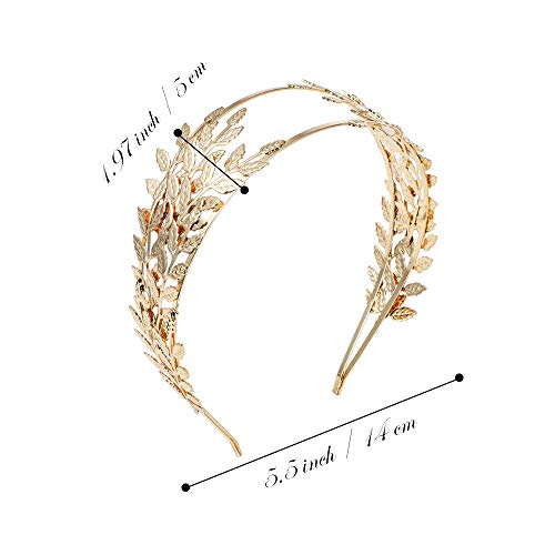Nodg 2 Pieces Leaf Headbands For Women Bride Headwear Gold Tiaras For Women Costume Party Roman Goddess Leaf Headband Wedding Bridal Tiaras Hair Crown For Women Headpiece For Party #TOP1