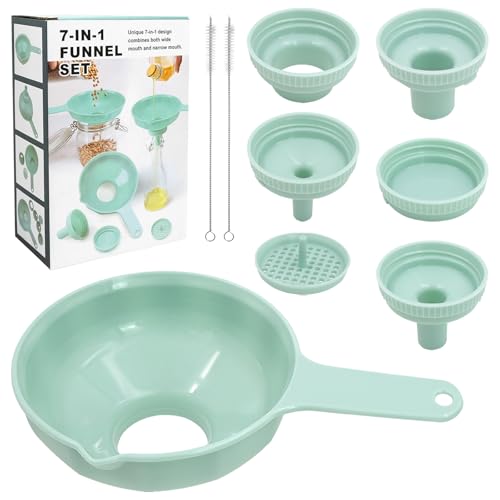 Embudo de boca ancha para cocina con 6 boquillas intercambiables y colador