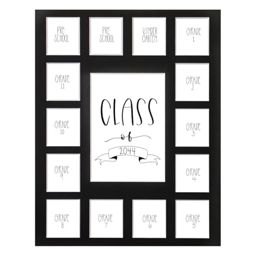 Image of Rustic Red Door Co. RRD Class of 2044 Photo Mat (11 inch x 14 inch) - Collage Frame for School Pictures Pre-K to 12 - No Frame Black Mat (15 Photos)