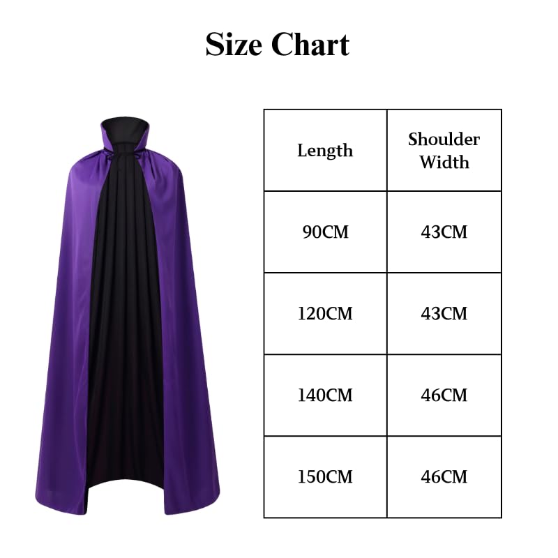 DELIVESS Vampire Costume Halloween Vampire Cape Adult, Two Sides Reversible High Collar Magician Hooded Cloak (35.43" - Image 3