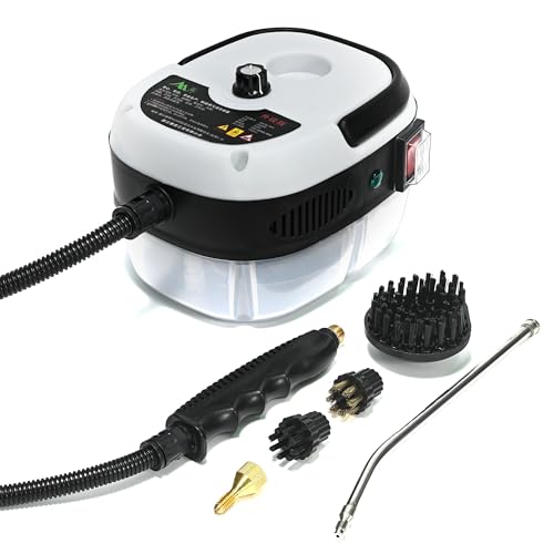 High Temperature Pressurized Steam Cleaner 2500W Handheld High Pressure Steam Cleaning Machine Portable 110V 1000ml Tank for Kitchen Toilet Car (White) 190x150x130mm