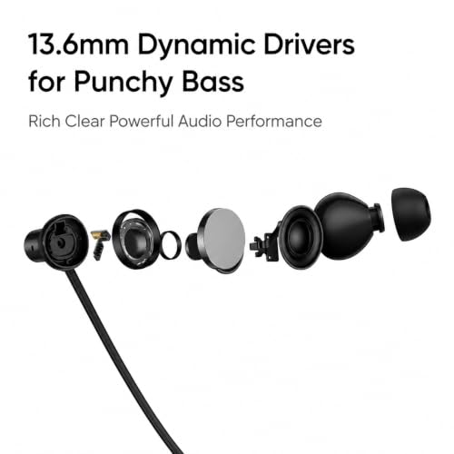Image of Bluetooth Neckband Compatible with Realme 5 ANC, Deep Bass Stereo Sound, Crisp Audio Performance, Clear Hands-Free Calls, Magnetic Earbuds, Reliable Wireless Connectivity -(Black)