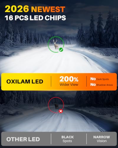 Image of OXILAM H10 9145 LED Fog Light Bulbs or DRL, 6500K Ultra White 1500% Increased Brightness, Precision 1:1 Mini Design, Simple Plug Play Installation, 99% Vehicles Supported, Pack of 2