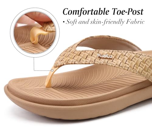 KuaiLu Womens Flip Flops Ladies Yoga Mat Comfortable Walking Thong Sandals With Plantar Fasciitis Arch Support Slip On Indoor Outdoor For Summer - Image 5