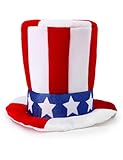 Funny World Uncle Sam Hat Adult Plush 4th of July Party Hats for Men Patriotic Costume Accessories, Red White and Blue