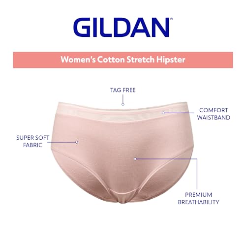 Gildan Women's Cotton Stretch Hipster Underwear, Egret/Cork/Turbulence (6-pack), X-Large - image 3