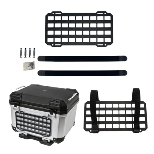 リアボックスサイドパネル バイクMOLLEパネル 30*14cm サイドキャリア バイクリアボックス用サイドバッグサポート モールパネル 大容量収納&積載強化 汎用カスタムパーツ ツーリング&キャンプに最適 取付ネジと面ファスナー付き