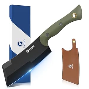 5.5 Inch Butcher Knife Meat Cleaver Knife with Sheath, Kitchen Chef Knives for Meat Cutting Bone Chopping with Full Tang G10 Handle, 14C28N High Carbon Stainless Steel for Home and Outdoor