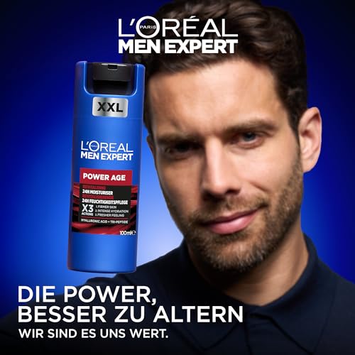 L'Oréal Men Expert krema za lice protiv bora za muškarce, anti-age hidratantna krema za umornu i bez sjaja kožu, gel krema za muškarce s hijaluronskom kiselinom i tri-peptidima, Power Age, 100 ml