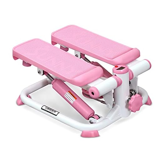 Mini Stepper Sunny Health & Fitness para exercícios, equipamento cardiovascular de baixo impacto com faixas de resistência, monitor digital, rosa ascendente - P2000