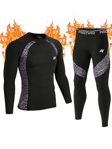 MeetHoo Termiska underkläder för män, vinterbaslager kompressionsdräkt Long Johns för löpning skidåkning, Kamouflage, S