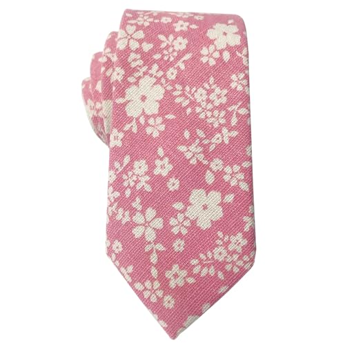 Image of Mantieqingway Men's Cotton Floral Neck Tie 2.56'' Printed Skinny Tie