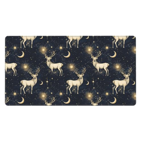 Tapis de souris grand format aux bords cousus robustes et motif imprimé élan élégant