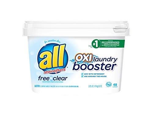 all OXI Laundry Booster for Sensitive Skin, Free Clear, 52 Ounces, 48 Loads