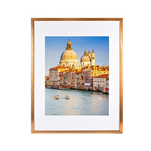 Wyooxoo 11X14 Picture Frame Display Pictures 8X10 With Mat Or 11X14 Picture Without Mat, Metal Frames Wall Gallery Photo Frames With Plexiglass (11"X14", Brushed Copper) #TOP4