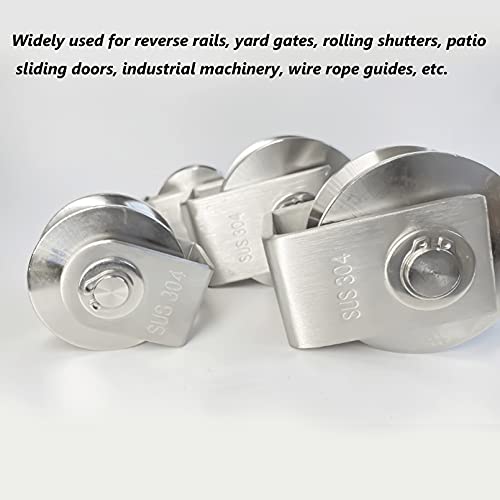 V Groove Caster 3Inch 304 Stainless Steel Sliding Gate Roller Wheel Track Rail Rigid Plate Caster With Bracket For Inverted Track Gate Frame #TOP6