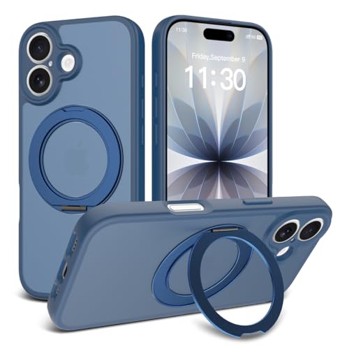 Image of Magnetic Case for iPhone 17 with Magnetic Ring Stand, [Compatible with Magsafe] [Military Grade Drop Protection] Shockproof Phone Cover for iPhone 17 Full Camera Protection 6.3 inch Blue