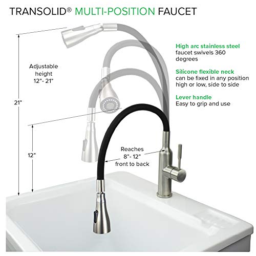 Transolid Pf7509A-Flx Kitchen/Laundry Faucet With Swivel Action Ball-Joint, Dual Spray, And Flex Neck In Black #TOP5