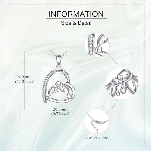Manatee Gifts for Women 925 Sterling Silver Manatee Necklace Heart Pendant Cute Animal Jewelry Gifts for Women Mother Mom3