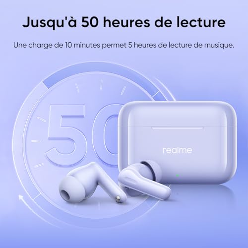 Écouteurs realme T200 ANC pour isoler les bruits et autonomie 40h - 6