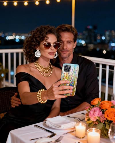 Image of Goodon for iPhone 12 Pro Case /iPhone 12 Case Cute - Wireless Charging Compatible - Dual-Layer Hard Shell + Silicone Cover - Protective Phone Case, Trendy Designs for Women - Wildflowers Painting