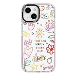 ChiCaseVer for iPhone 15 Case, Doodle Happy Collage Pattern, Military-Grade Drop Protection, Cute Soft Slim TPU Protective Cover with Camera Lens Protection for Women & Girls