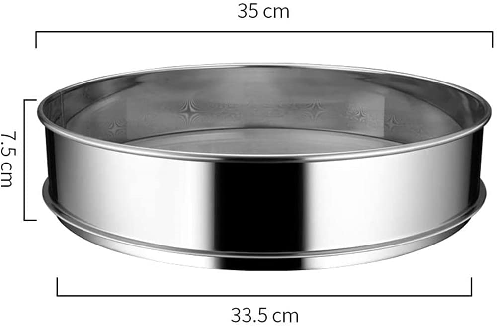 Tamiz De Harina, Tamiz De Cocina De Malla Fina De Acero Inoxidable Tamiz De Malla Para Hornear Doméstico Para Harina, Harina De Pan, Harina De Pastel, Harina De Coco, Tamiz De Almendras-35cm