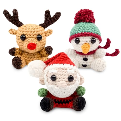 MOOB Crochet Kit for Beginners, Crochet Starter Kits for Adults Craft Knitting Crochet Kits with Step-by-Step Video Tutorials, Beginner Crochet Kit 3 PCS Gnome (40%+ Yarn)