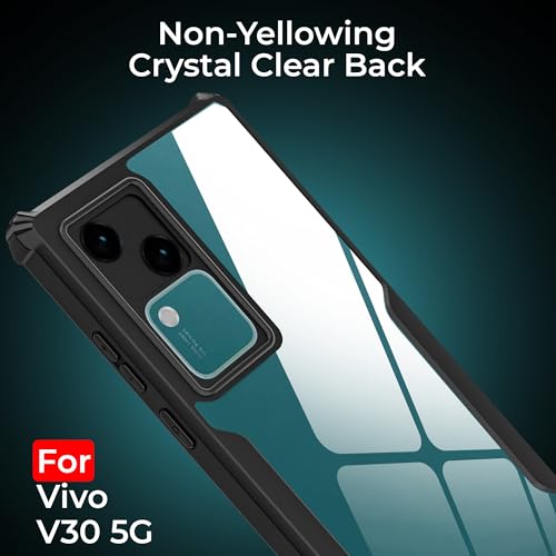 Image of A rtistque Clear Hard Transparent Acrylic Armor Anti-Drop Shockproof TPU Edge Back Cover Case for Vivo V30 - Black