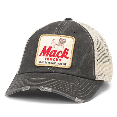 AMERICAN NEEDLE Mack Trucks Officially Licensed Orville Trucker Apparel Adjustable Baseball Hat,Stone/Black (23001A-MACKT-STBK)