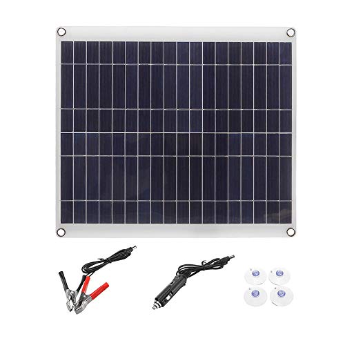 Yzibei Solar Panel 50W 18V 435 * 200 * 2.5mm Polycrystalline Solar Panel for RV Roof/Boat (Color : Black, Size : 25W)