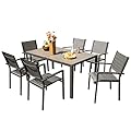 Devoko 7 Piece Patio Dining Set, Outdoor Furniture Patio Table and Chairs Set (Grey)
