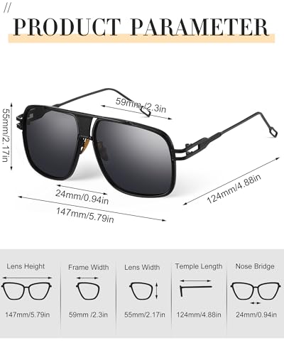 Image of Frienda 3 Pairs Retro Sunglasses for Men Oversized Men Shades Glasses Fashion Alloy Metal Gold Frame Polarized Sun Glasses
