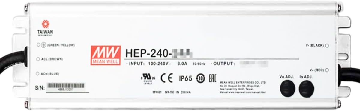 Mean Well HEP 240W 15A LED Driver HEP-240-15A AC-DC Single Output Industrial Switching Power Supply Converter Transformer with IP65 PFC Output Current and Voltage Adjustable