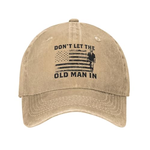 LUYIMAX DIY Unisex Popular Comfortable Natural Dont Let The Old Man in American Flag Vintage Adult Cowboy Hat Cotton Denim Sports Baseball Cap for Men Adjustable Sports Cap