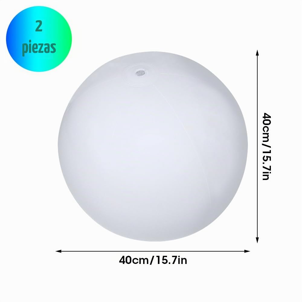 Lámparas Flotantes para Piscina, 2 Piezas 16" LED Luz Lámpara Esfera con Control Remoto, Piscina Flotante Impermeable IP68, RGB 16 Colores Luz de Bola LED, para Piscinas, Playa, Deco de Fiesta