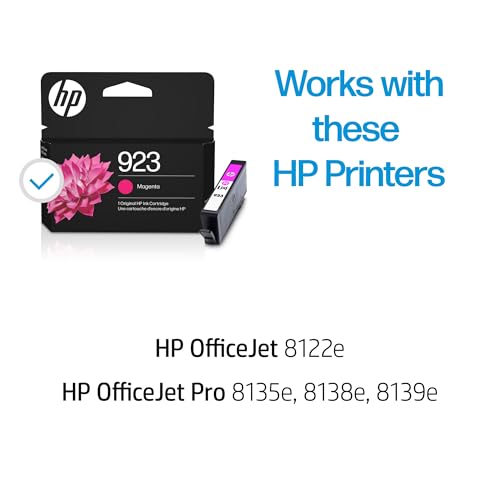 Image of HP 923 Magenta Ink Cartridge | Works with OfficeJet 8120, Pro 8130 Series | 4K0T1LN