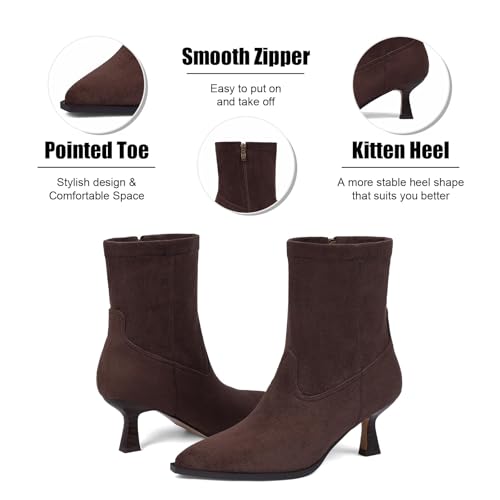 VOMIRA Ankle Boots for Women Pointy Toe Stacked Kitten Heels Black Boots for Women Side Zipper Leather Short Boots Fall Winter Ankle Booties Shoes2