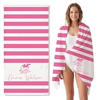 Serviette De Plage Personnalisée Avec Nom - Grande Microfibre 100x200cm Pour Enfants Et Adultes