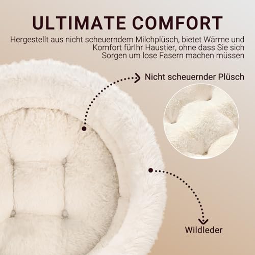 EDMIENS Katzenbett Klein, Katzenbett Flauschig Waschbar, Katzen Bett Indoor, Katzenkissen Rosa, Rund Katzenkörbchen mit Rutschfester Basis, Katzenschlafplatz für Katzen, Kleine Hunde, 45x45x16.5cm