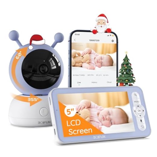 BOIFUN 5" Baby Camera Monitor, 1080P PTZ WiFi Baby Video Monitor with Camera, Cry & Motion Detect and Night Vision, Temperature and Humidity Monitoring, Baby Monitor with Android/iOS Smartphone APP