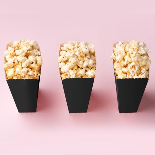 Image of 50 Pcs Black Popcorn Boxes Mini Paper Popcorn Box Cardboard Popcorn Container for Party Disposable Snack Candy Popcorn Bags Popcorn Holder for Movie Nights Birthday Wedding (Black)